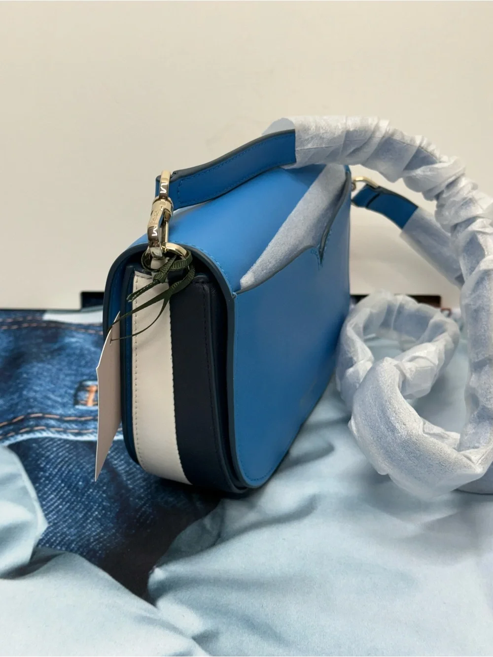 (new+tag) Kate Spade Lula Flap Saddle Smooth Leather Crossbody Bag Ocean Blue